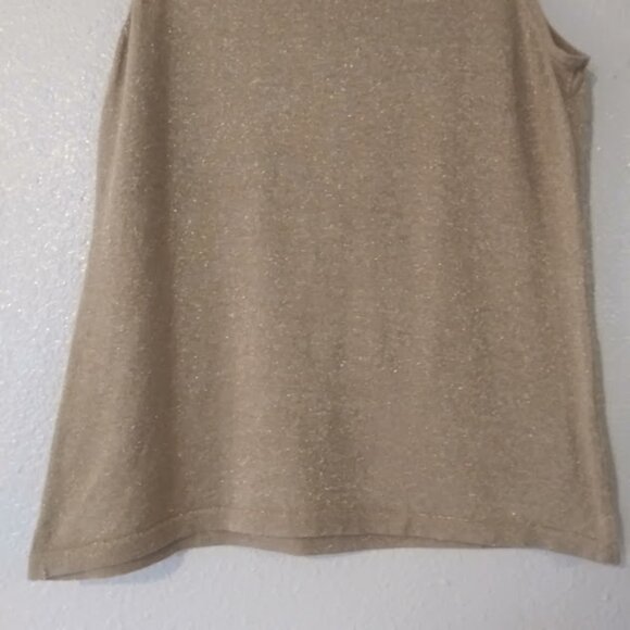 Peter Nygard women's size L gold metallic shell tank top - Picture 3 of 14